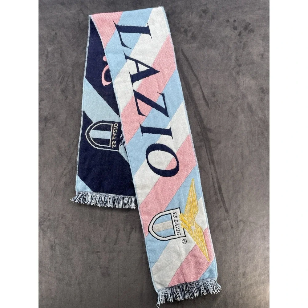 SS Lazio Official Merchandise Soccer Fan Scarf Blue Pink White Fringe